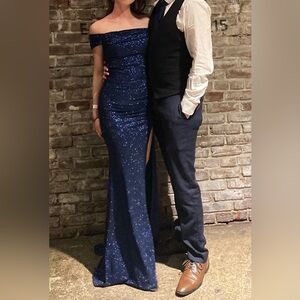 Elegant Windsor Navy Glitter Dress